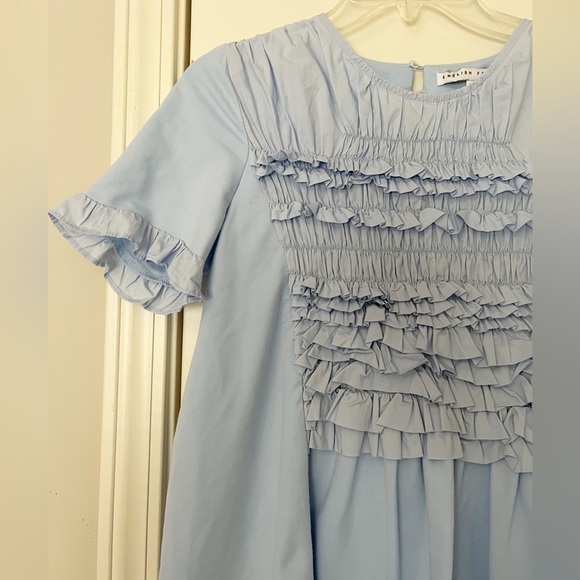 English Factory Mixed Media Ruffle Detail Dress Powder Blue - Picture 5 of 8